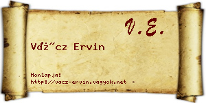 Vácz Ervin névjegykártya